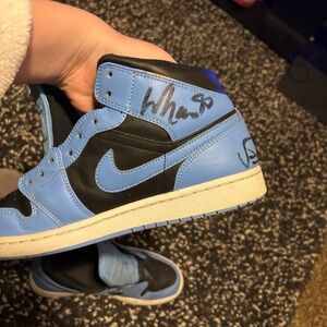 Nike Blue and Black High tops signed by Harlem Globetrotters